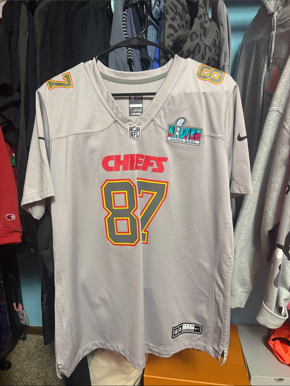 Nike Gray Chiefs #87 Vapor Limited Jersey with Red & Yellow Accents